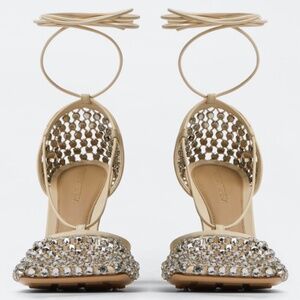 Bottega Veneta sparkle stretch crystal lace up shoes